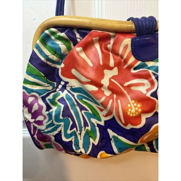 vintage liz claiborne Floral Wood Accent purse - Picture 10 of 16